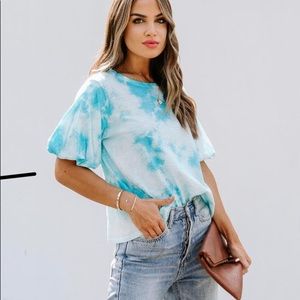 NWT VICI Cotton Tie Dye Puff Sleeve Tee Small